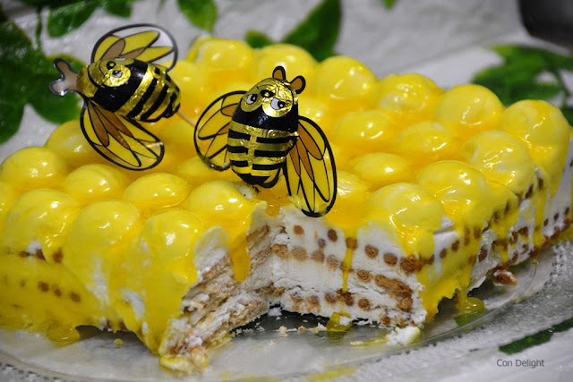 עוגת ללא אפייה חלת דבש צהובה לחגי תשרי