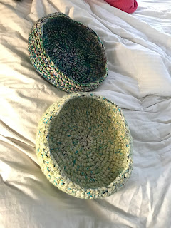 Two beautiful crocheted cat beds...alone and unwanted