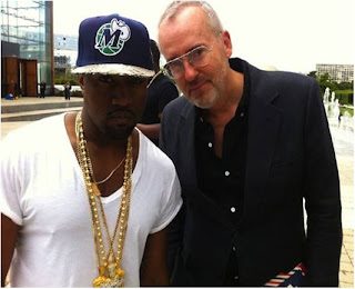 Kanye West with his snakeskin snapback cap