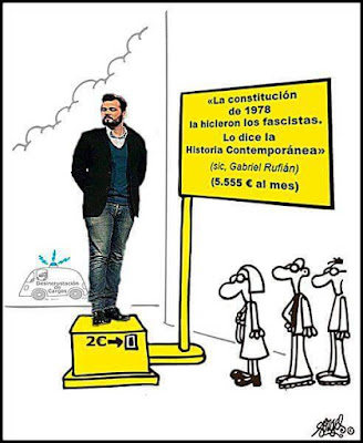 Gabriel Rufián , la constitución española de 1978 la hicieron los fascistas, lo dice la historia contemporánea,Forges, cómic