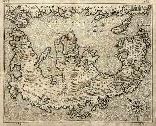 Corfu map,  Andre de Thevet, 1576