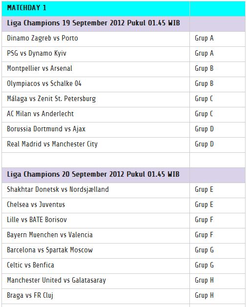 Sepak Bola - Jadwal Liga Champions Eropa 2012-2013 | Rudi Pakenton