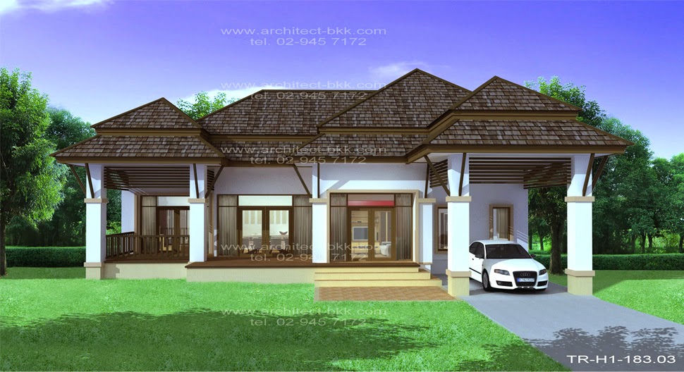 Tropical Style house was Thailand Era. Single storey house with 3 ...