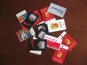 collection of key cards from all the hotels ive stayed in
