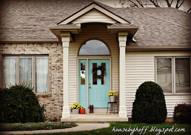 light blue front door