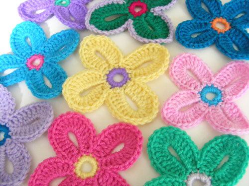 on at the moment some bright colourful hawaiian crochet flowers