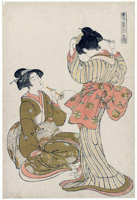 Ukiyo-e. Träsnitt. Bijinga. Shigemasa.