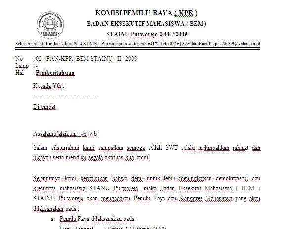 Contoh Surat Pemberitahuan  contoh surat dan kebutuhan anda