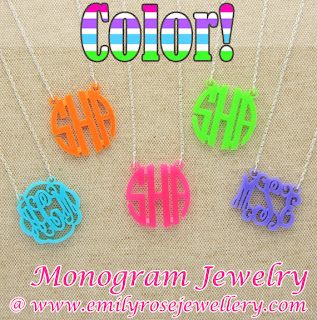 acrylic monogram initial necklaces