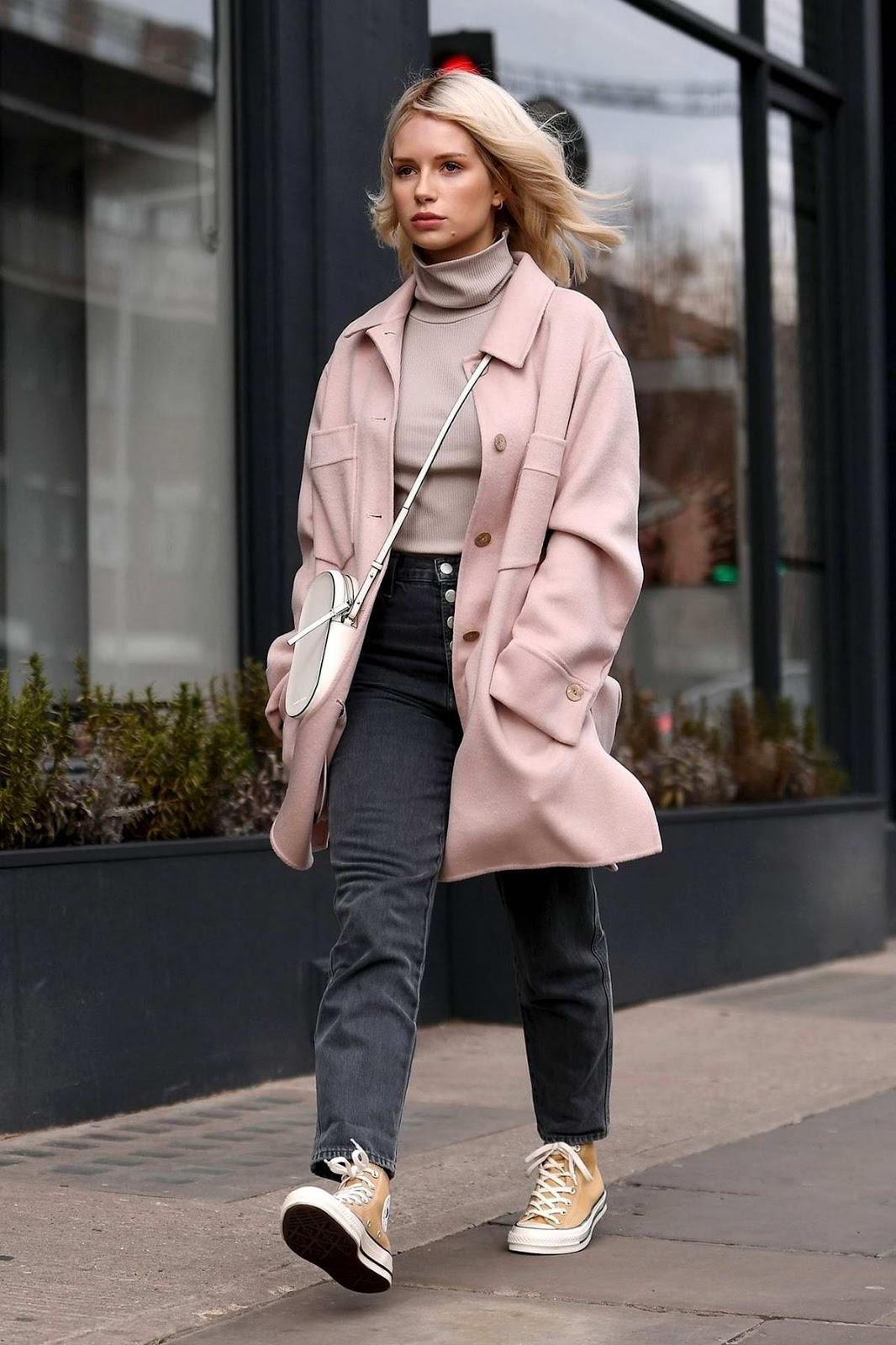 Lottie Moss stylist pastel pink coat