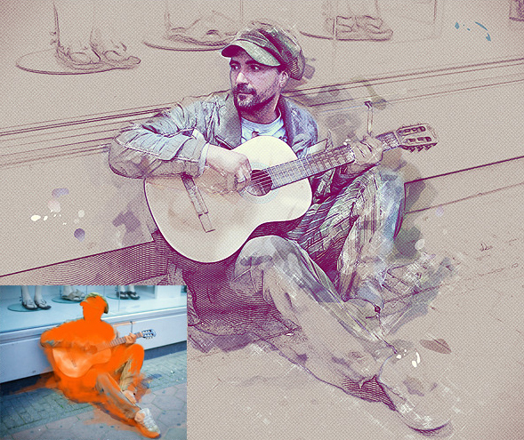 MixArt - Sketch Painting Photoshop Action Atn file