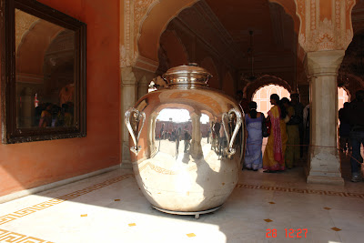 Great silver urn in Jaipur city palace is extremely polished