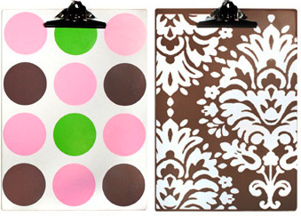 two clipboards - one with polka dots