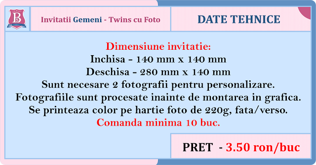 invitatii botez cu foto gemeni Twins