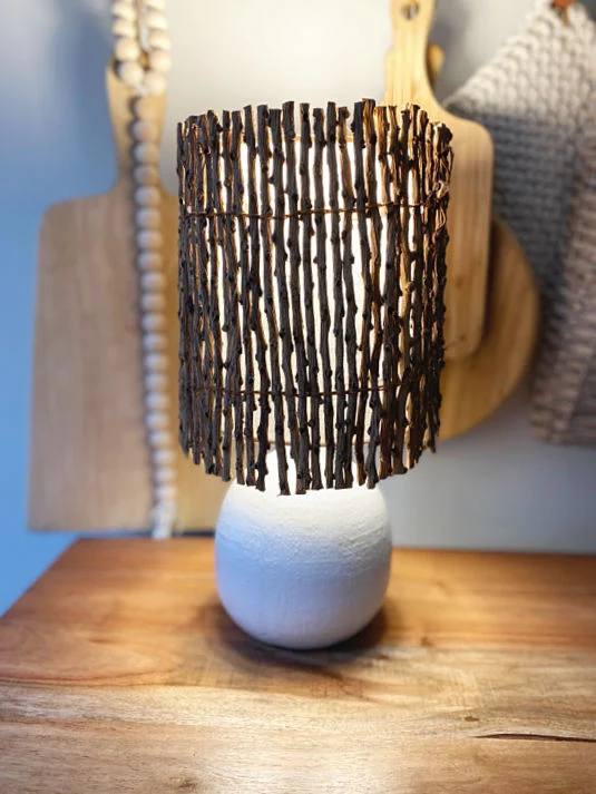 stick lampshade with light on