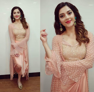 Mehreen Pirzada in Pink Dress with Cute Smile