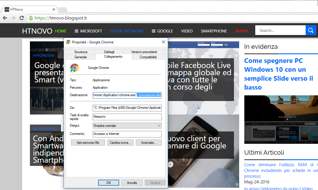 Diminuire utilizzo RAM Google Chrome