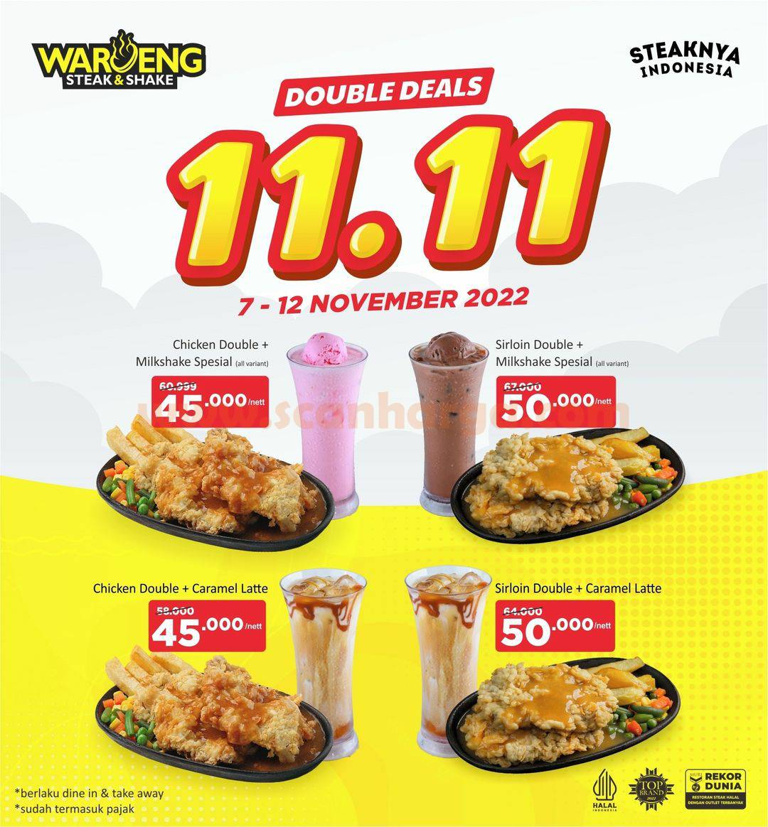 Promo WAROENG STEAK 11.11 DOUBLE DEALS - Harga Paket mulai 45rb