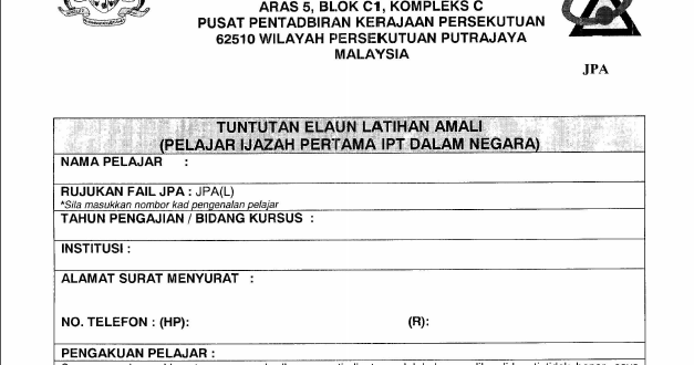 Contoh Surat Rasmi Tuntutan Elaun Perjalanan - Contoh Dyn