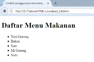 cara membuat daftar atau list di html