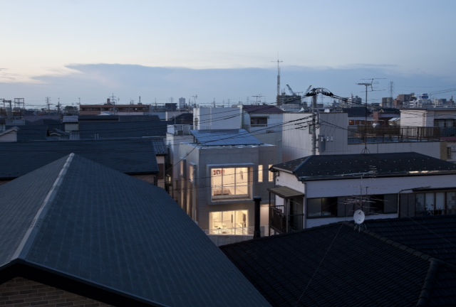Modern home in Japan as seen from the roofs 