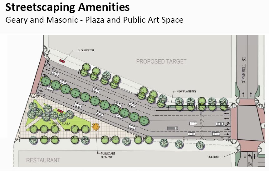 rendering trees in plan. New Masonic Boulevard plan