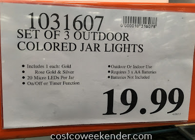 Deal for a set of 3 Inside Outside Garden Colored Glass Garden Jars at Costco