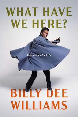 Book cover for What Have We Here? with Billy Dee Williams turning to make a blue cape flow up on his back.