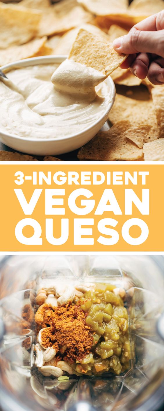 3 Ingredient Vegan Queso - SO delicious and creamy with no frills, no fuss, no hard-to-find ingredients! Just cashews, taco spices, and green chiles. #veganqueso #vegan #queso | pinchofyum.com