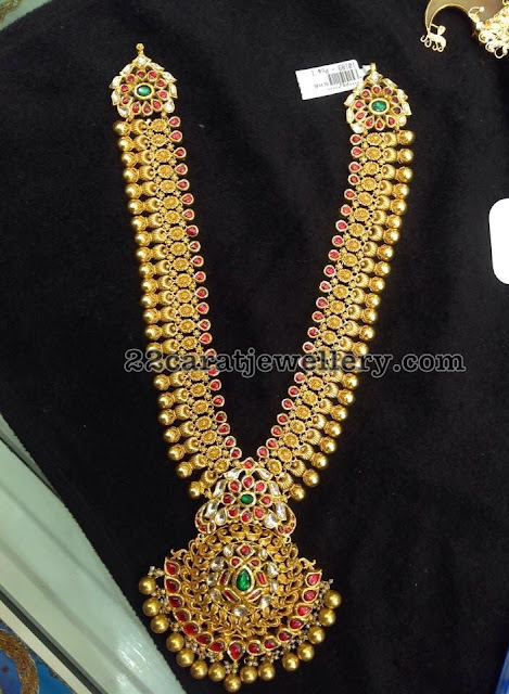 Antique Long Chain with Red Kundan 