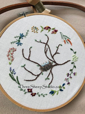 'Spring Offerings' needlework pattern by Rose Clay at ThreeSheepStudio.com