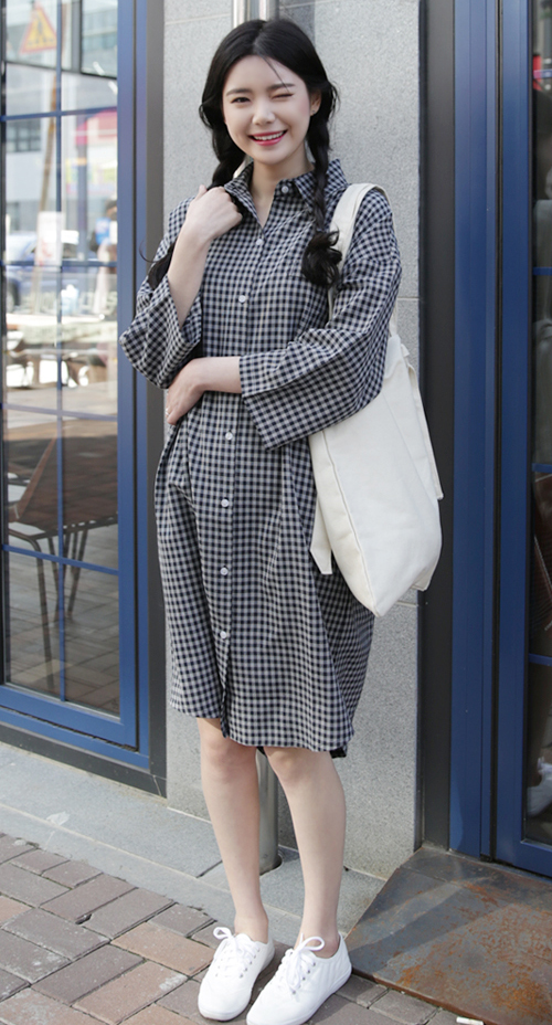  Checkered Shirt Dress