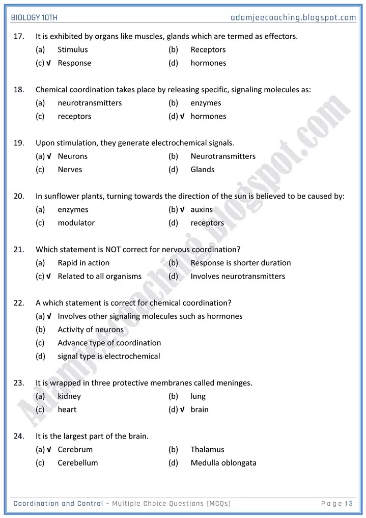 coordination-and-control-mcqs-biology-10th