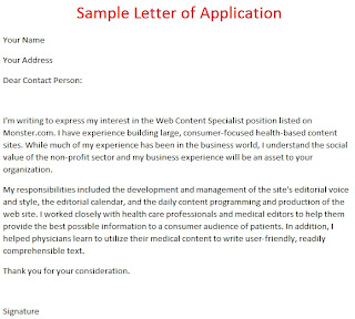 Sample Letter of Application 