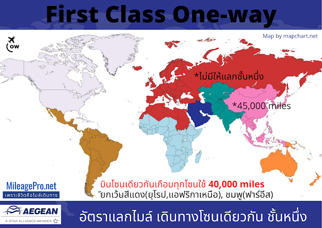 อัตราแลกไมล์ โซนเดียวกัน Aegean Air First Class