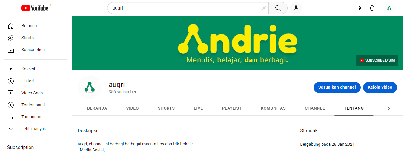 Youtube auqri Andrie Blogger