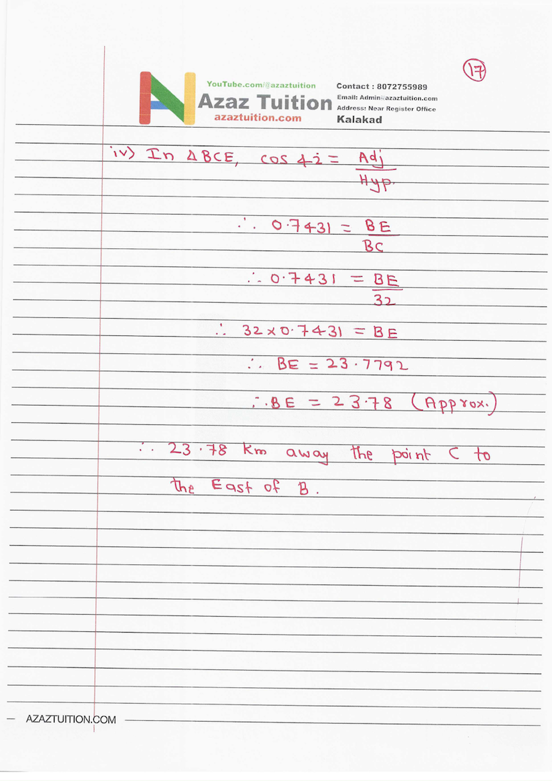 TN Samacheer 10 Maths Trigonometry Chapter 6 Hand Written Solution