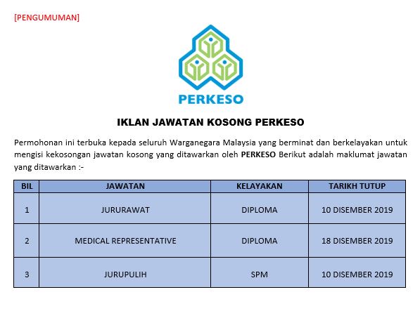 [PENGUMUMAN] Permohonan Jawatan Kosong di Perkeso Ambilan 