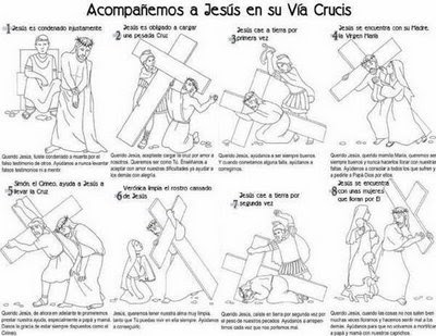 Dibujo de las primeras ocho estaciones del via crucis