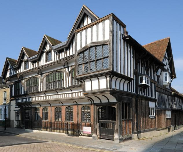 Southampton's most important historic building: Front view of Tudor House. A timber-framed building facing St Michael’s Square, built in the late 15th Century