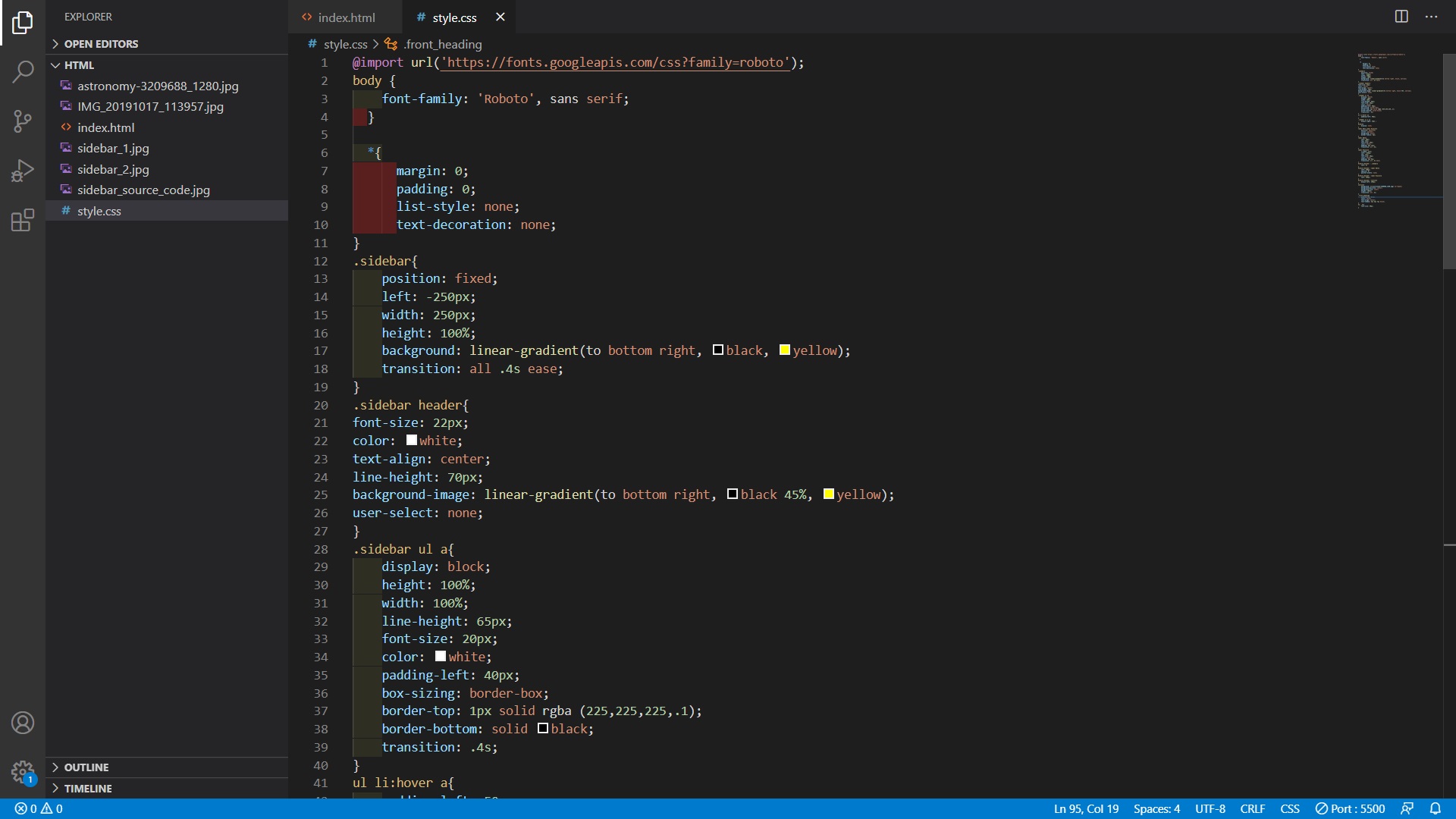 Sidebar Source Code