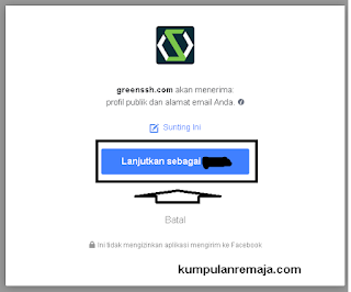 Login GreenSSH dengan Facebook