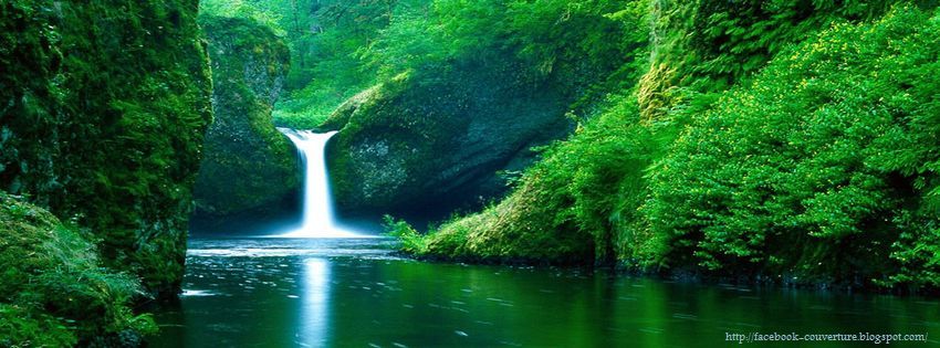 couverture facebook paysage cascade d'eau