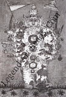 Vishvarupa: Vishnu's cosmic form South Indian painting.