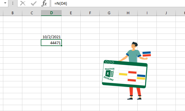 شرح صيغة الدالة N في برنامج مايكروسوفت Excel