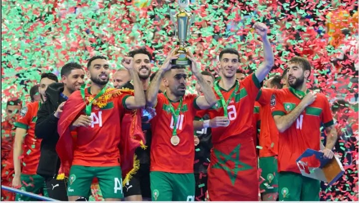 المنتخب المغربي للفوتسال اليوم فائز بكأس أمم أمم افريقيا للمرة الثالثة على التوالي