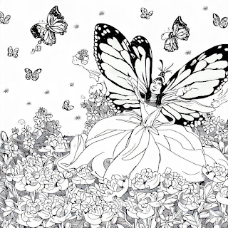 Desenhos para colorir de fadas e borboletas em um jardim mágico e fascinante. Divirta-se colorindo e descobrindo um mundo de fantasia.