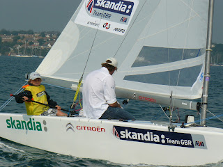 Haydn Sewell sailing with Iain Percy in his Star