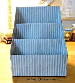 Vintage, Paint and more.. paper organizer made from cereal boxes and scrapbook paper