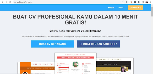 Buat CV Online Gratis di Gethired